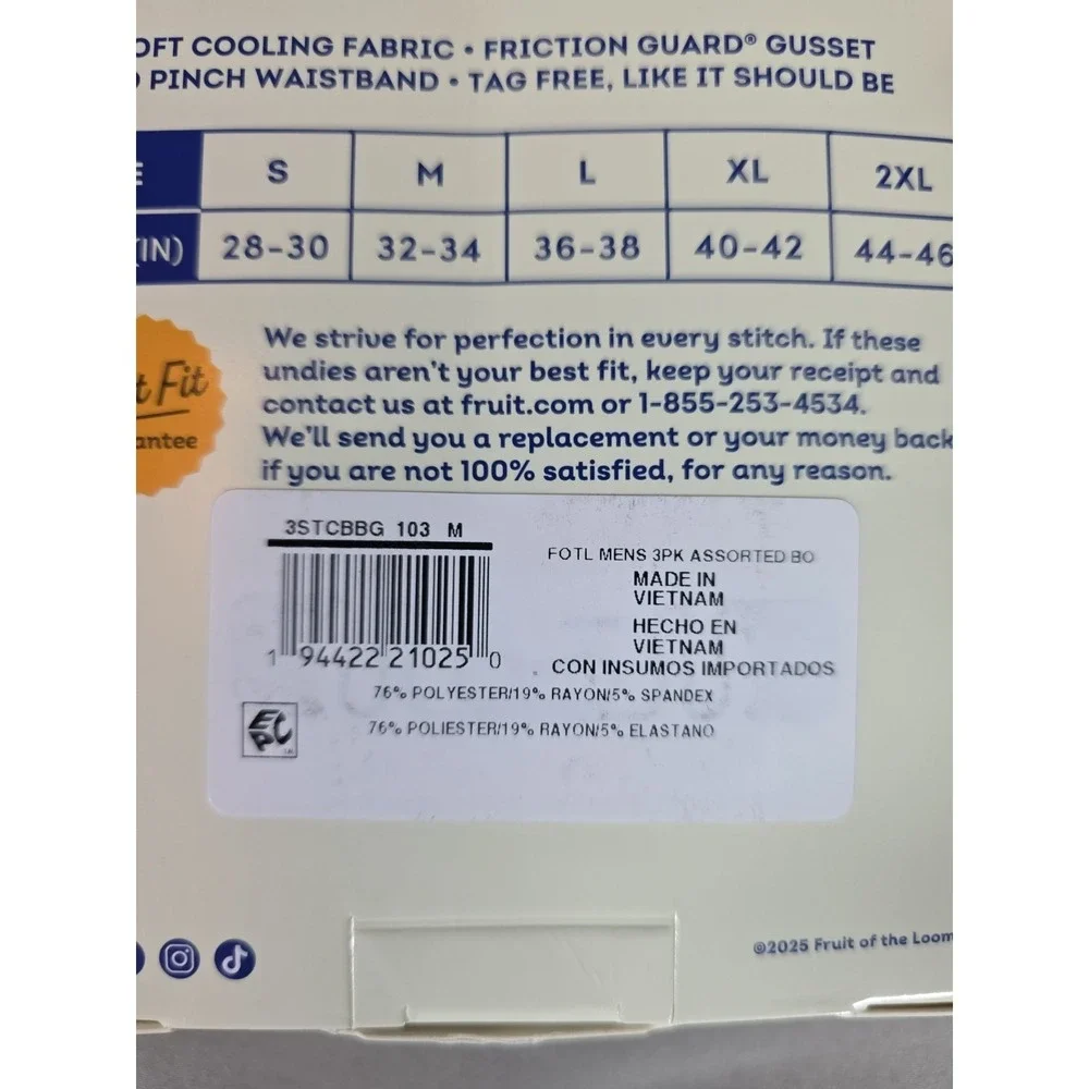 Fruit of the Loom Coolsoft Boxer Briefs 3-Pack Multicolor Medium Friction Guard